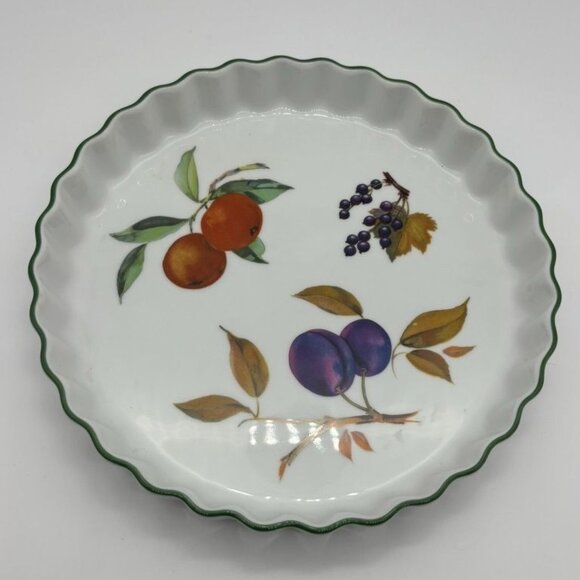 Vintage Royal Worcester Fine China Evesham Vale Pattern 9 Inch Tart Dish, Marked - Picture 1 of 6